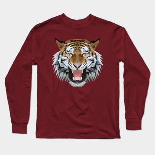 Roaring Tiger Low Poly Art Long Sleeve T-Shirt